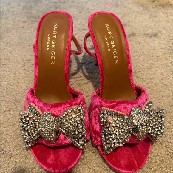 Kurt Geiger Shoes - Kurt Geiger Fuchsia Velvet Heels with Crystal Bow